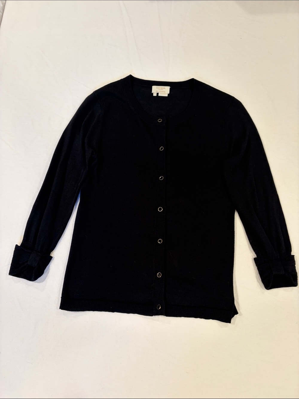 kate spade Black Crewneck Button Cardigan